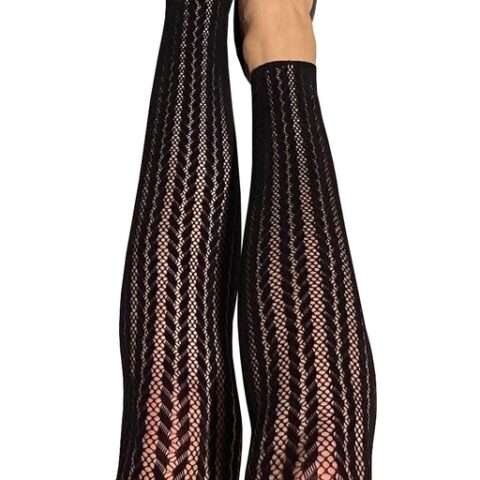 Kixies Lindsay Footless Fishnet Black Thigh High size D