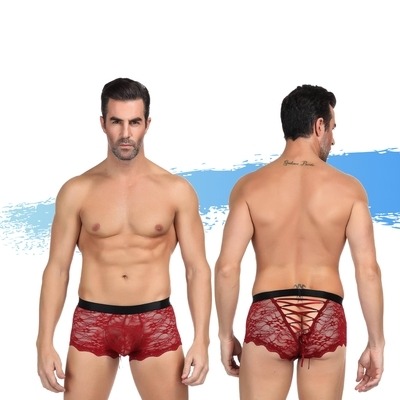 Ashella Lingerie Mica Lace Boxer Brief Red L/XL