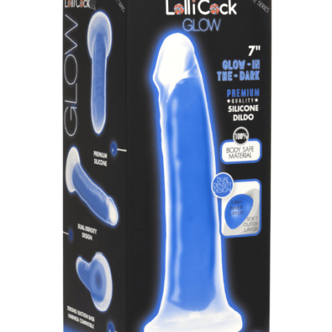 LOLLICOCK 7" GLOW-IN-THE-DARK SILICONE DILDO BLUE
