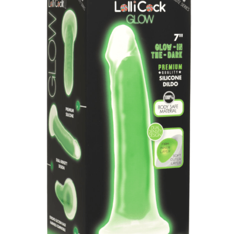 LOLLICOCK 7" GLOW-IN-THE-DARK SILICONE DILDO GREEN