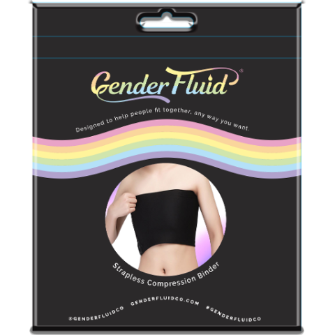 GENDER FLUID STRAPLESS CHEST CONPRESSION BINDER BLACK, 3XL
