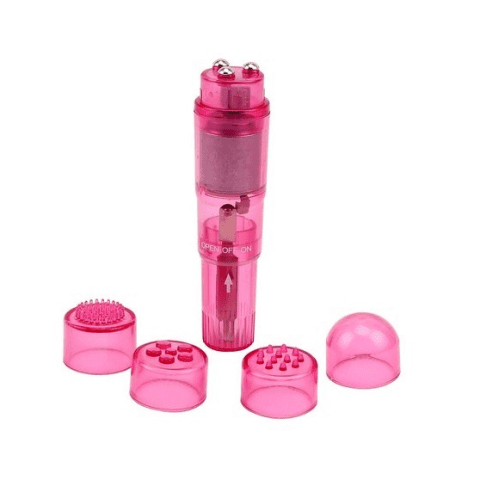 MINI MASSAGER W/4 ATTACHMENTS- PINK