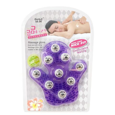 roller ball massage glove purple box